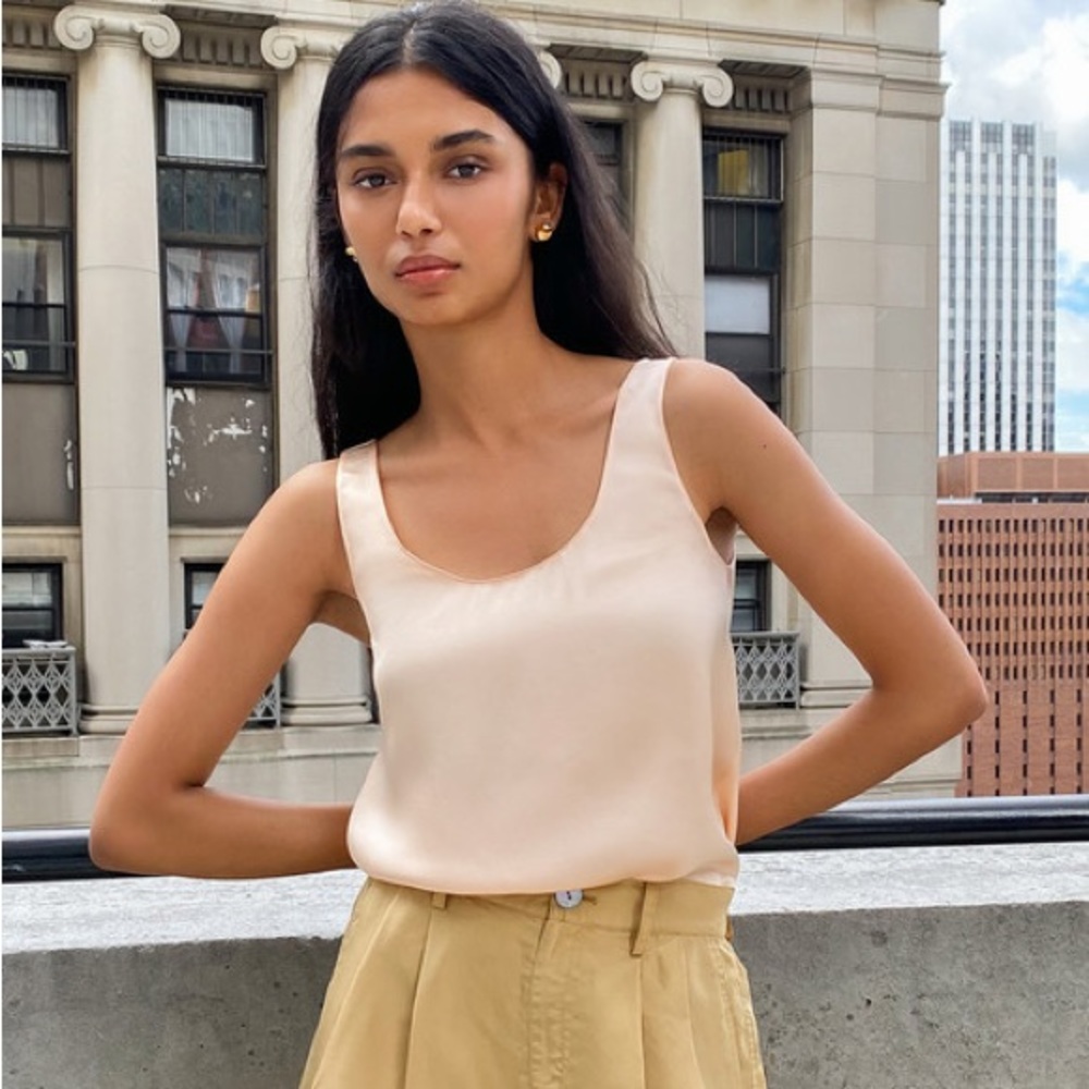 Vince Silk Tank Top in Pale Peach